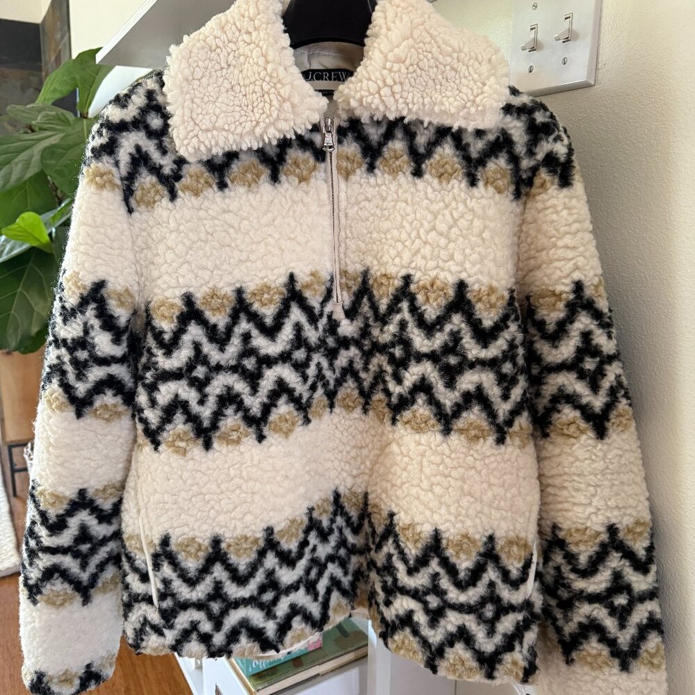 J CREW SHERPA/ FLEECE HALF ZIP PULL OVER XXS